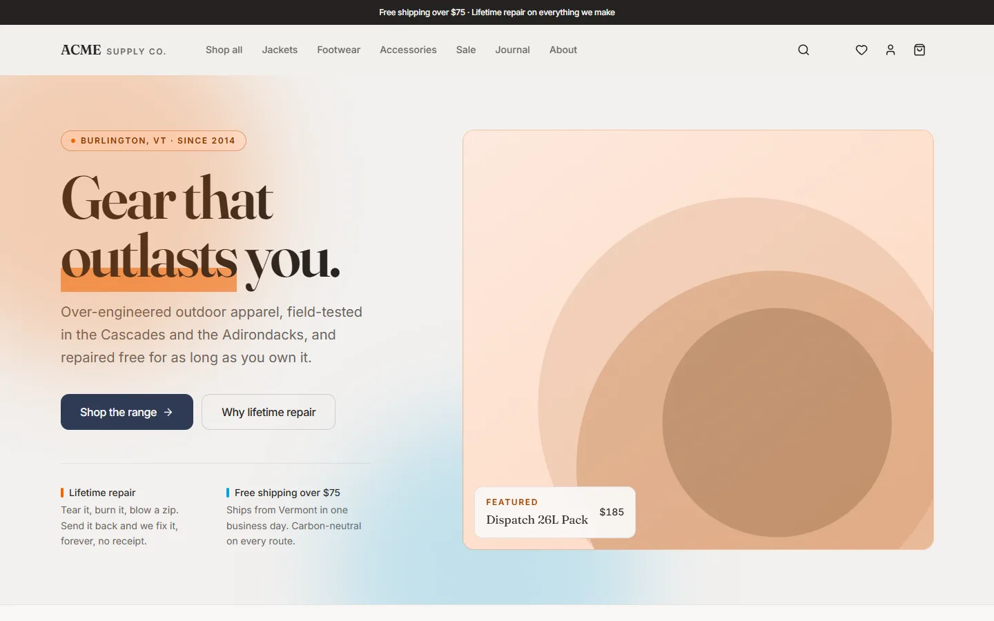 E-commerce platform, home page