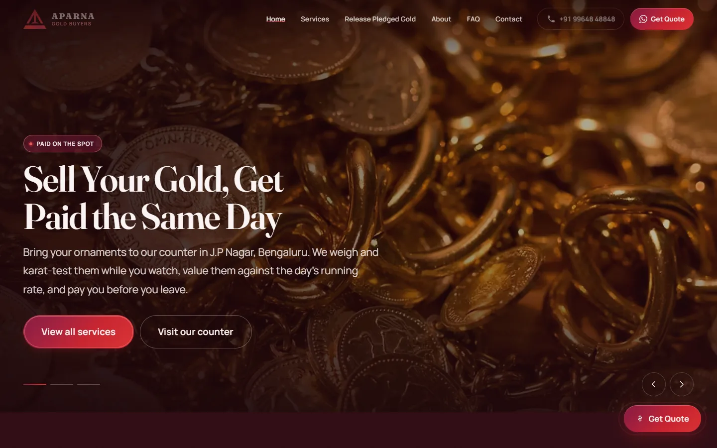 Aparna Gold Buyers, home page
